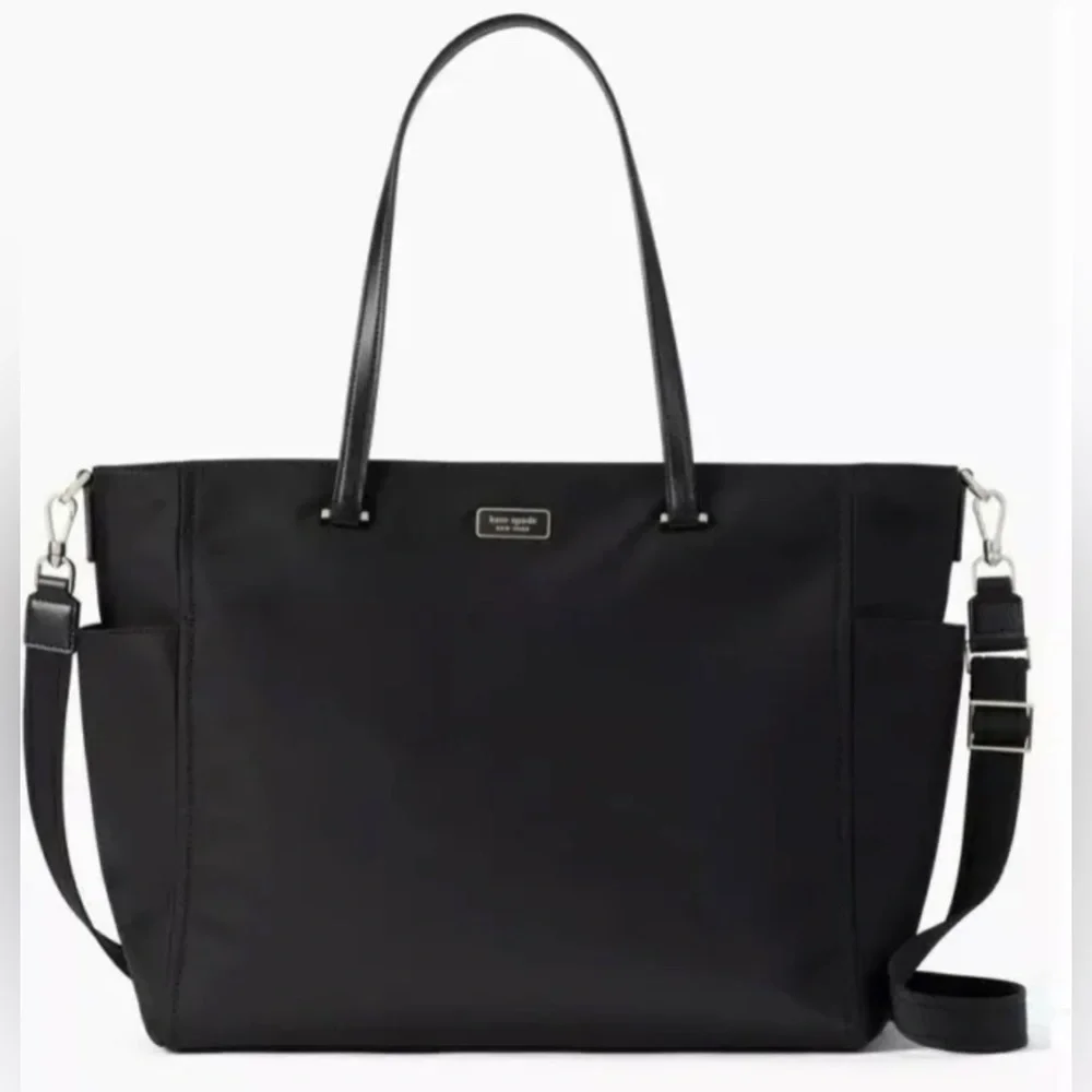 Kate Spade New York Baby Bag Black Nylon Large Tote Purse Bag